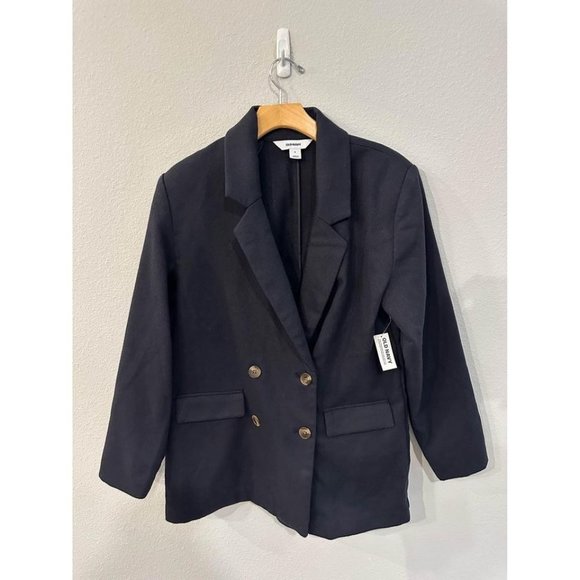 Old Navy Wool-Like Textured Double Breasted Navy Blazer Sz S NWT - Picture 3 of 8